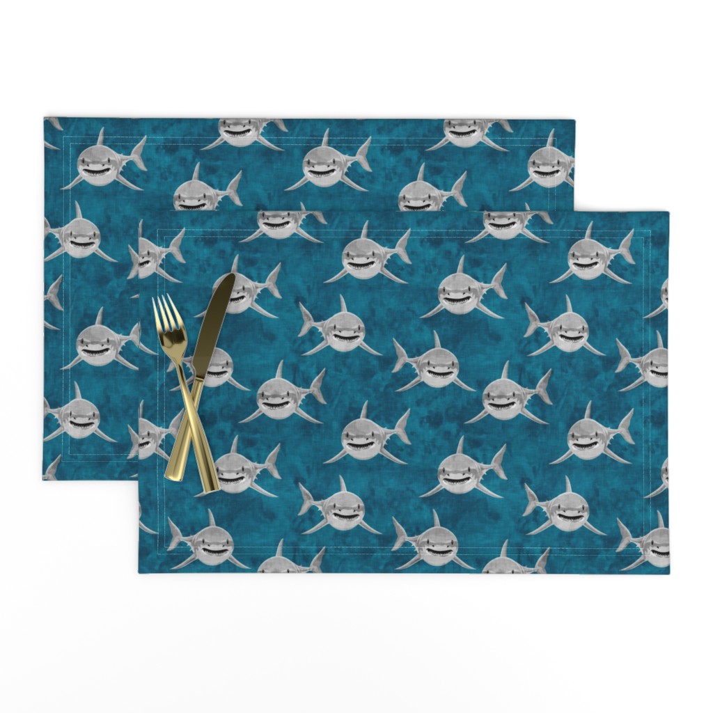 shark - sharks on teal 2 - LAD20