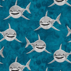 shark - sharks on teal 2 - LAD20