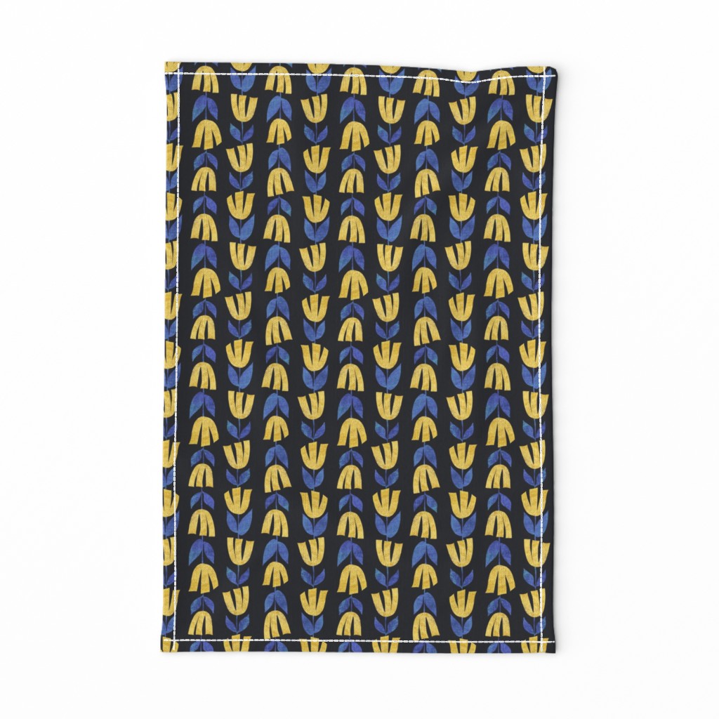 Row by row - Paper-cut flowers - yellow and blue florals