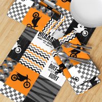 6.25 inch Motocross//A little Dirt Never Hurt//Orange - Wholecloth Cheater Quilt