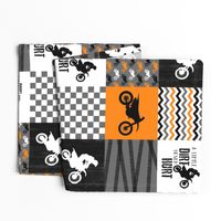 6.25 inch Motocross//A little Dirt Never Hurt//Orange - Wholecloth Cheater Quilt