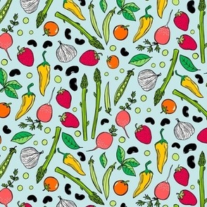 Small, Colorful Garden Vegetables - Farm to Table Kitchen Pattern