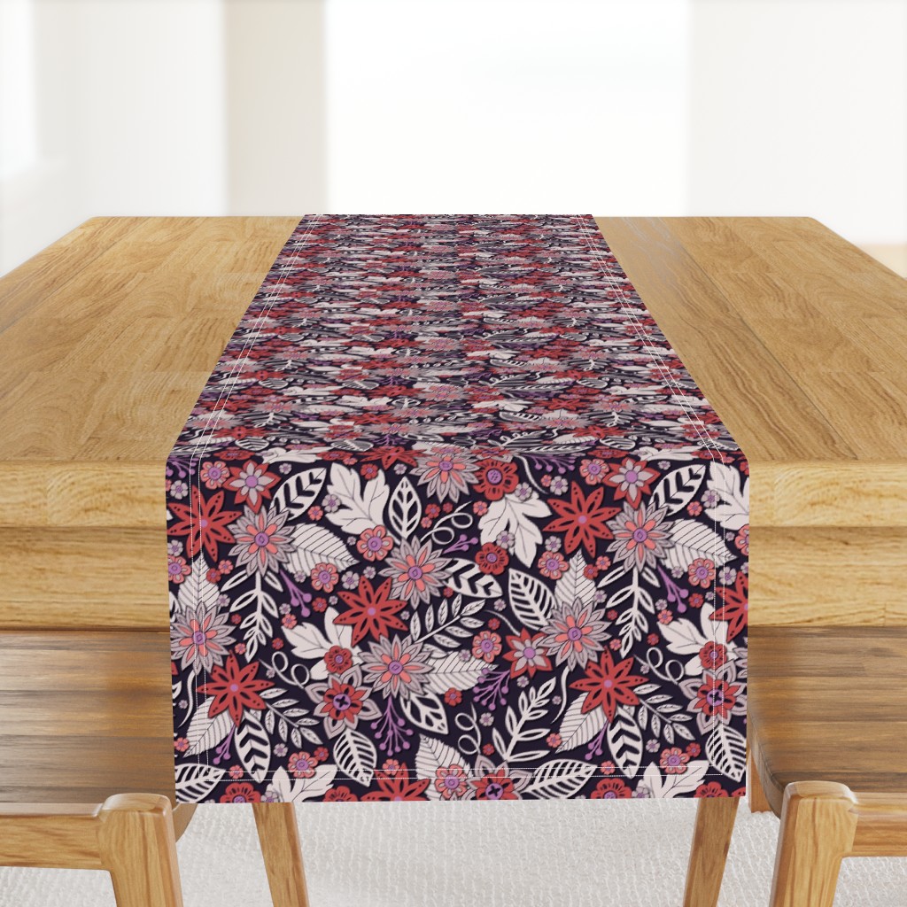 Coral, Purple, Lavender & Brick Red Floral Pattern