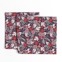 Coral, Purple, Lavender & Brick Red Floral Pattern