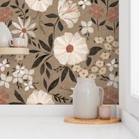 Paper Cut Flower Garden in Rose Brown