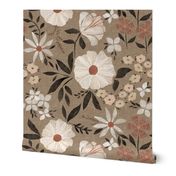 Paper Cut Flower Garden in Rose Brown