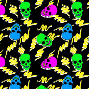 80s skulls on black