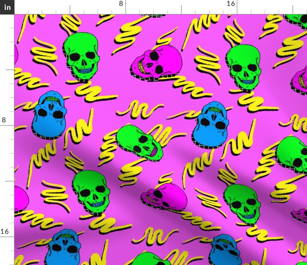 80s skulls on pink