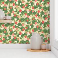 Papercut Strawberry Patch on Beige (Small Scale)