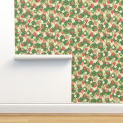 Papercut Strawberry Patch on Beige (Small Scale)