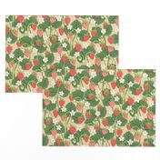 Papercut Strawberry Patch on Beige (Small Scale)