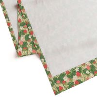 Papercut Strawberry Patch on Beige (Small Scale)