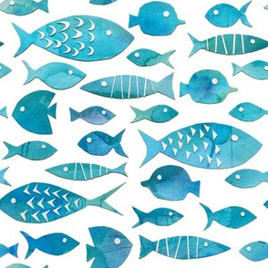 Watercolor Fish - Medium - White Background