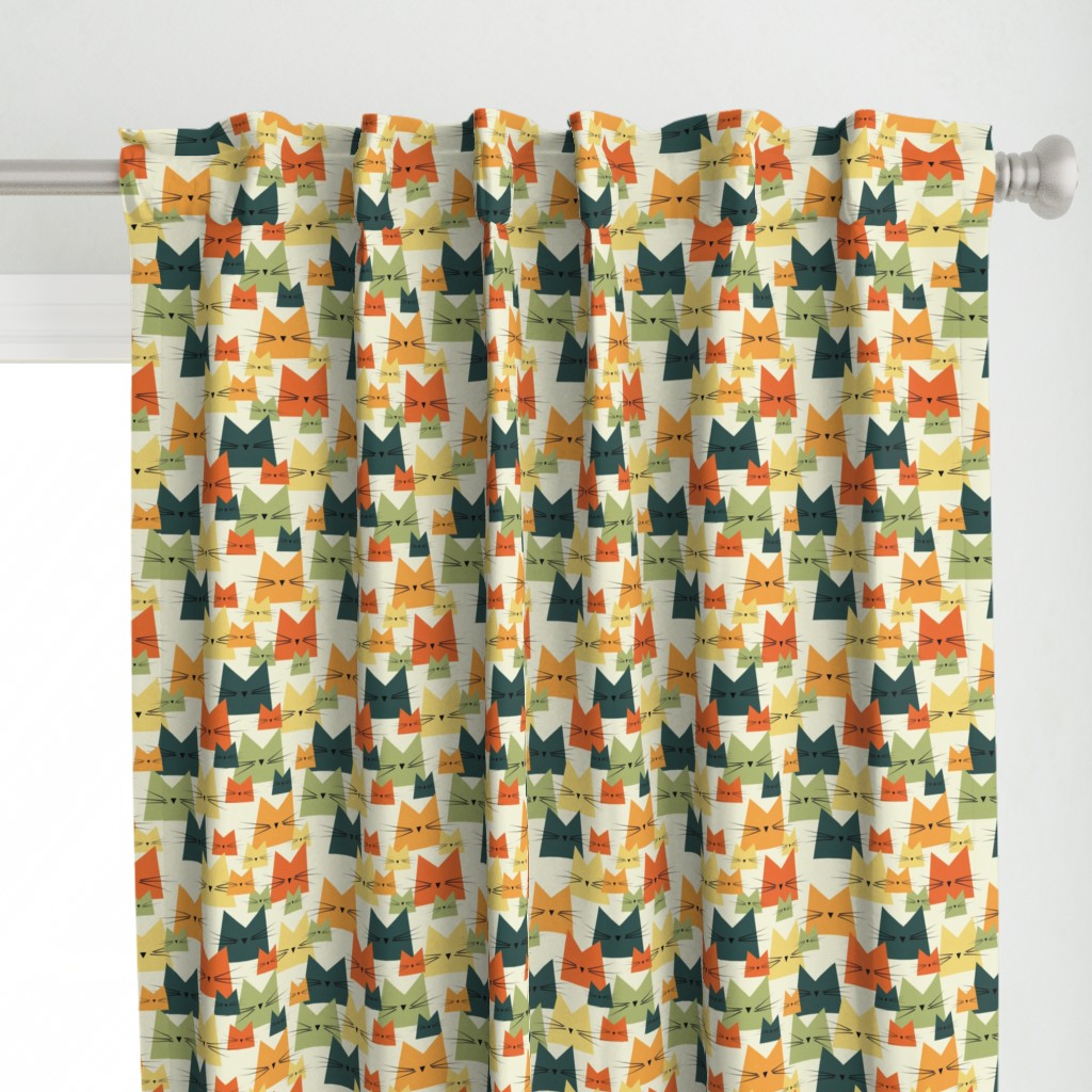 cats - nala cat vintage - geometric cats - cats fabric