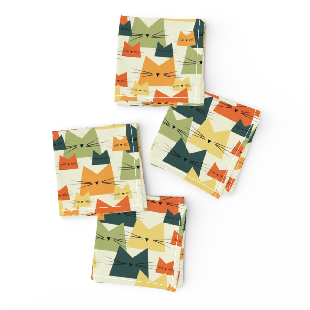 cats - nala cat vintage - geometric cats - cats fabric