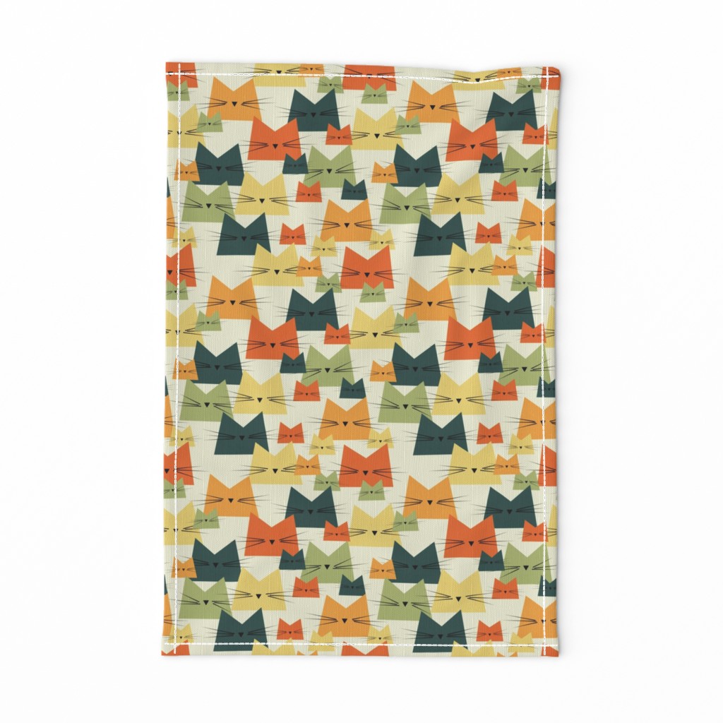 cats - nala cat vintage - geometric cats - cats fabric