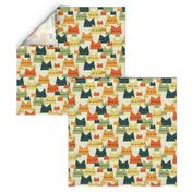 cats - nala cat vintage - geometric cats - cats fabric