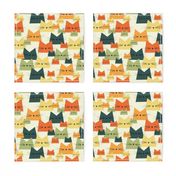 cats - nala cat vintage - geometric cats - cats fabric