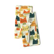 cats - nala cat vintage - geometric cats - cats fabric