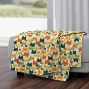 cats - nala cat vintage - geometric cats - cats fabric