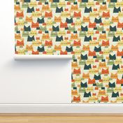 cats - nala cat vintage - geometric cats - cats fabric