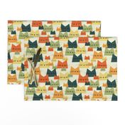 cats - nala cat vintage - geometric cats - cats fabric