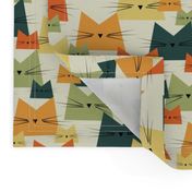 cats - nala cat vintage - geometric cats - cats fabric