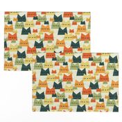 cats - nala cat vintage - geometric cats - cats fabric