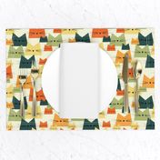 cats - nala cat vintage - geometric cats - cats fabric