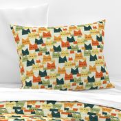 cats - nala cat vintage - geometric cats - cats fabric