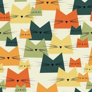 cats - nala cat vintage - geometric cats - cats fabric