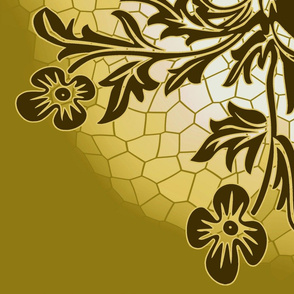 Florals Oval Quilt 1 Golden Brown 