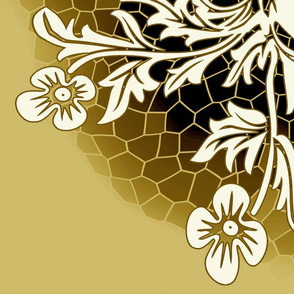 Floral Oval Quilt 1 Golden Brown