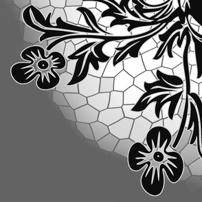 Florals Oval Quilt 1 Grays