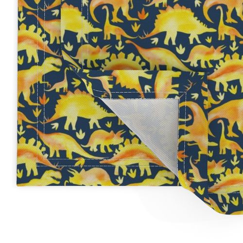 yellow and orange dinosaurs on navy - smaller scale - rotated