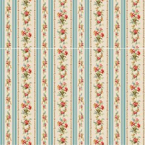 Belvedere Floral Stripe ~ Mask Template 10 x 12 inches x 12 Cut and Sew 