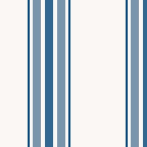 farmhouse ticking stripes, classic blue and lighter cream