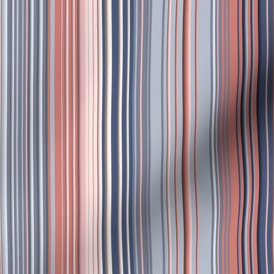 skinny stripes slate blue, blush pink, terracotta