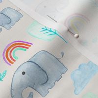 Elephants and Rainbows Watercolour Small Scale