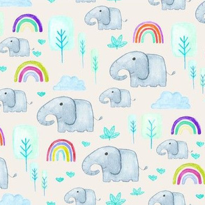 Elephants and Rainbows Watercolour Small Scale