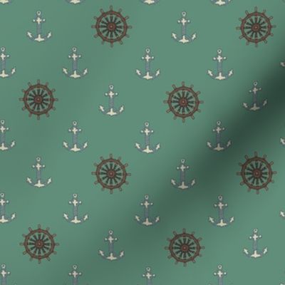 Ships Anchors & Wheels Sea Green