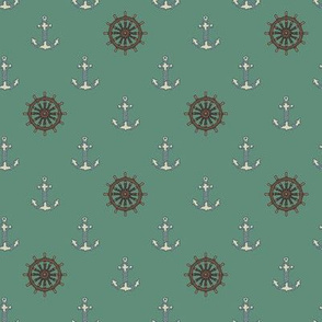 Ships Anchors & Wheels Sea Green