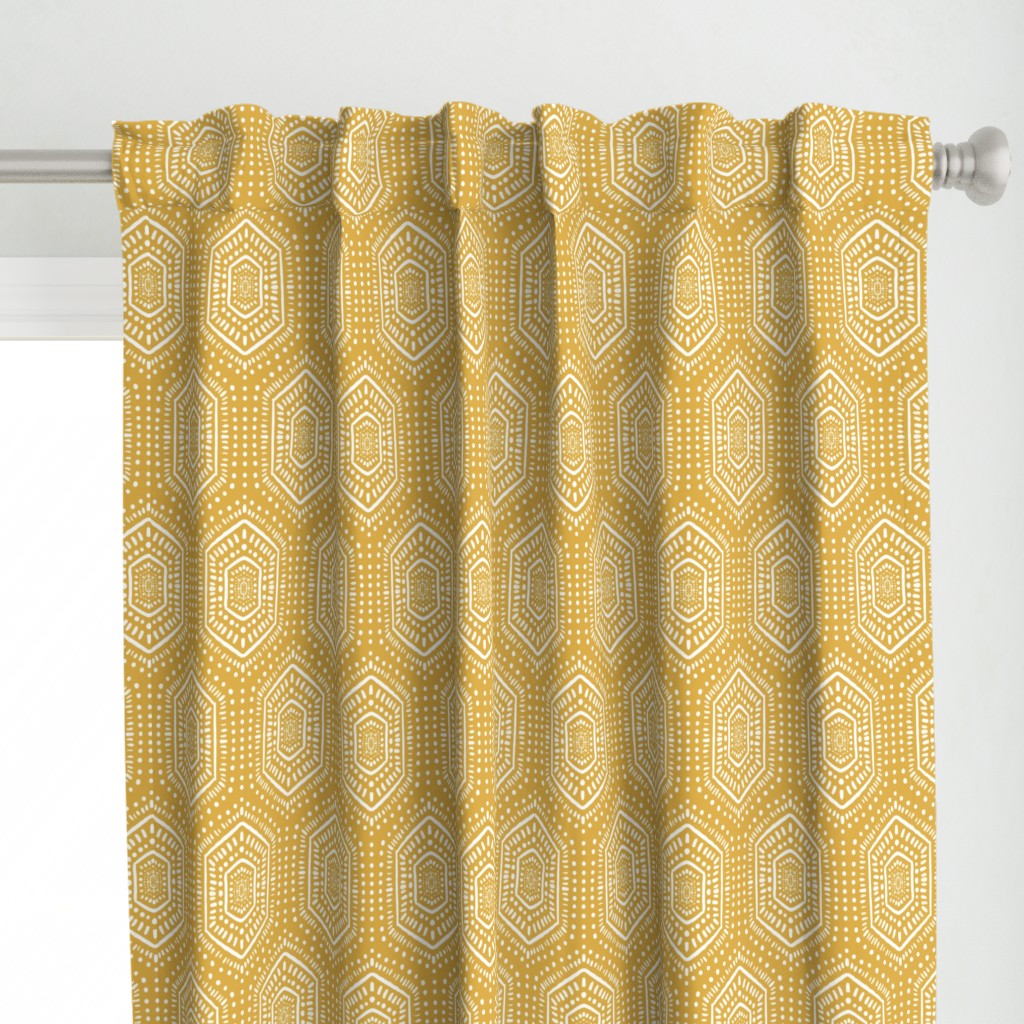 Boho Painted Mustard Curtain Panel | Spoonflower