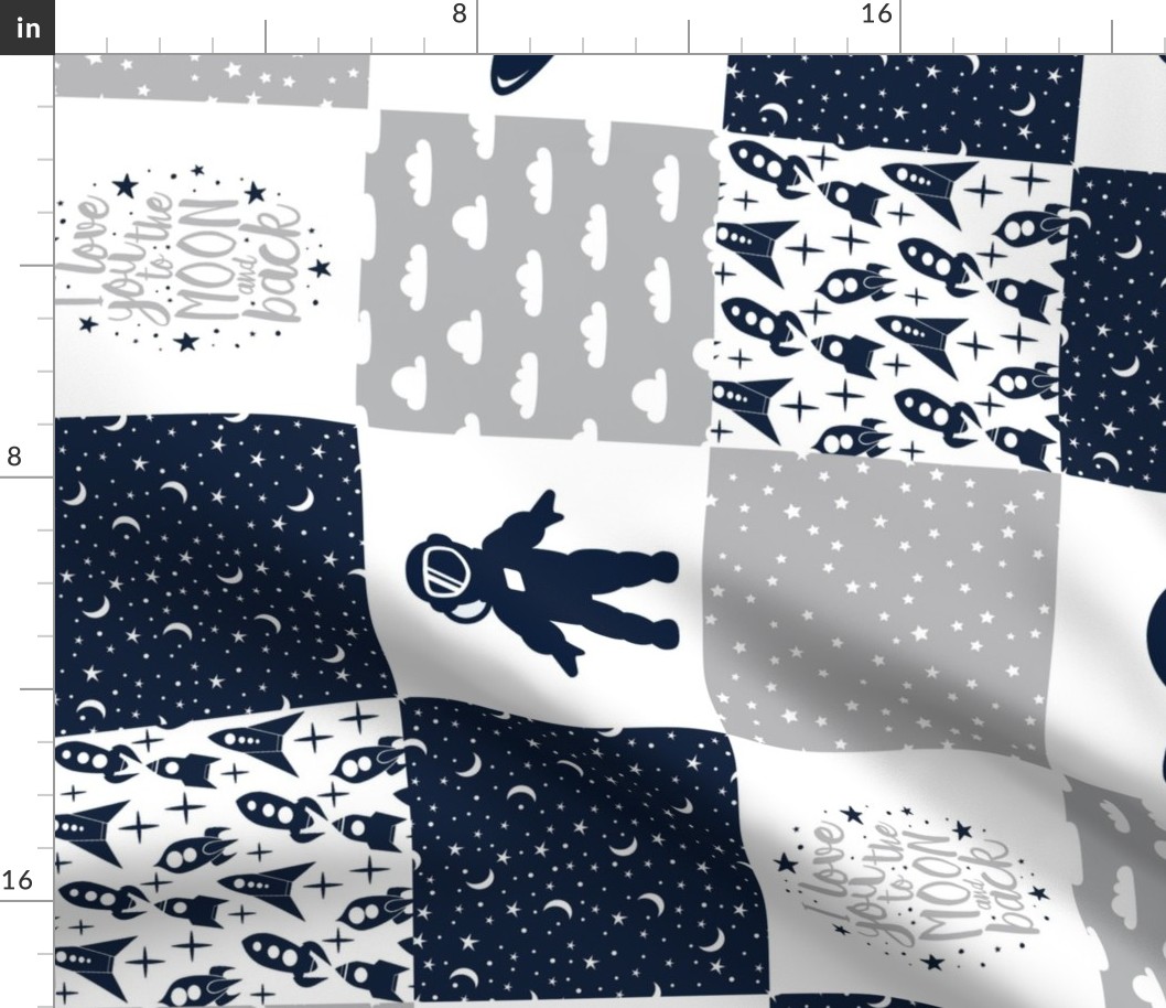 SPACE1_ROTATED | Wholecloth Quilt | Navy Grey