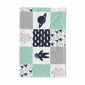 SPACE4_ROTATED | Wholecloth Quilt | BC1 | Navy Mint Grey 