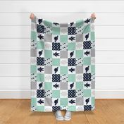 SPACE4_ROTATED | Wholecloth Quilt | BC1 | Navy Mint Grey 