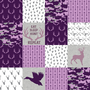 Hunting_June1_20| Wholecloth Quilt | Duck Deer Camo Antler Purple