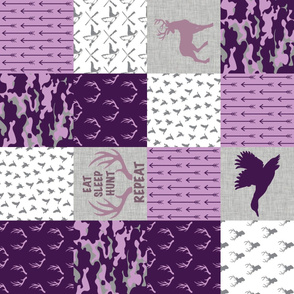 Hunting_June1_20_ROTATED | Wholecloth Quilt | Antler Camo Deer Duck Arrow Purple