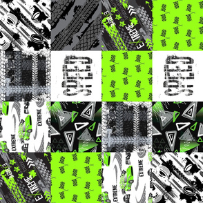 CAR4_ROTATED | Wholecloth Quilt | Grunge Speed Car Lime Green