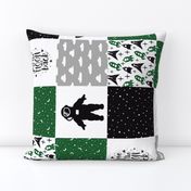 SPACE7_ROTATED | Wholecloth Quilt | BC3 Green Black Grey 